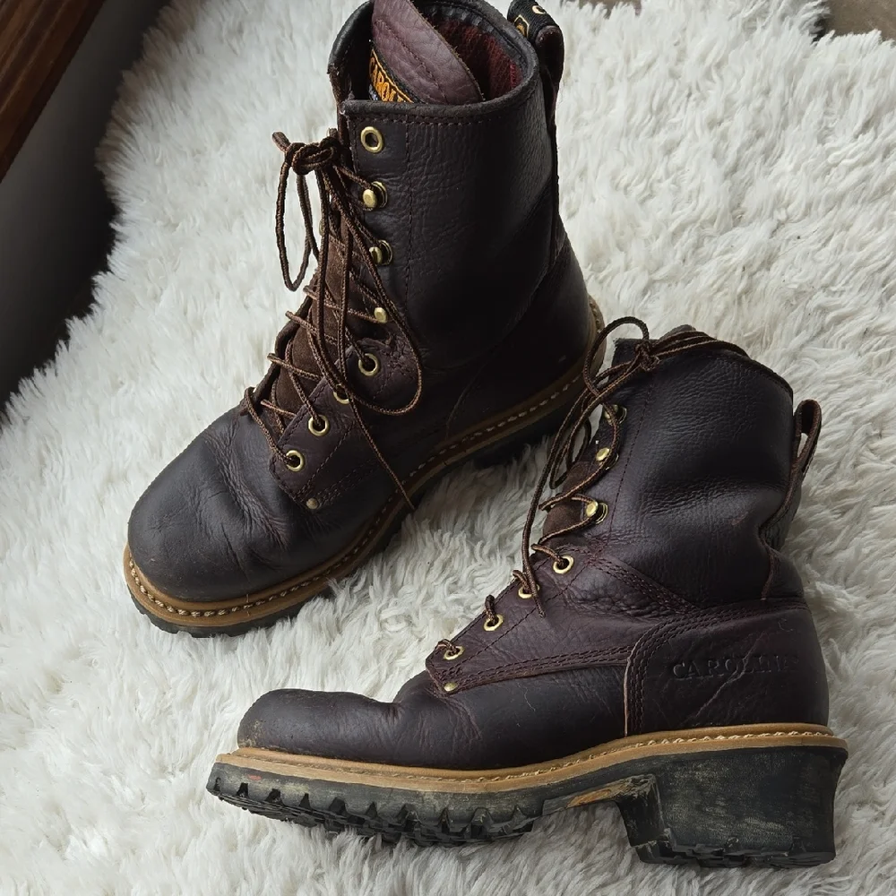 Carolina 8" Elm Waterproof Leather Logger WorkBoots US 9M EH Rated - Picture 1 of 10